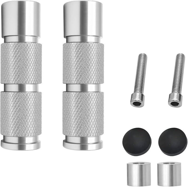 Sandfren 2PCS Motorcycle Foot Pegs, Aluminum M8 CNC Motorbikes Passenger Pedals Footrests, Motorbicycle Rearsets Footpeg Accessories, Universal for 8mm Install Hole Bicycle Dirt Bike (Silver) - Image 1